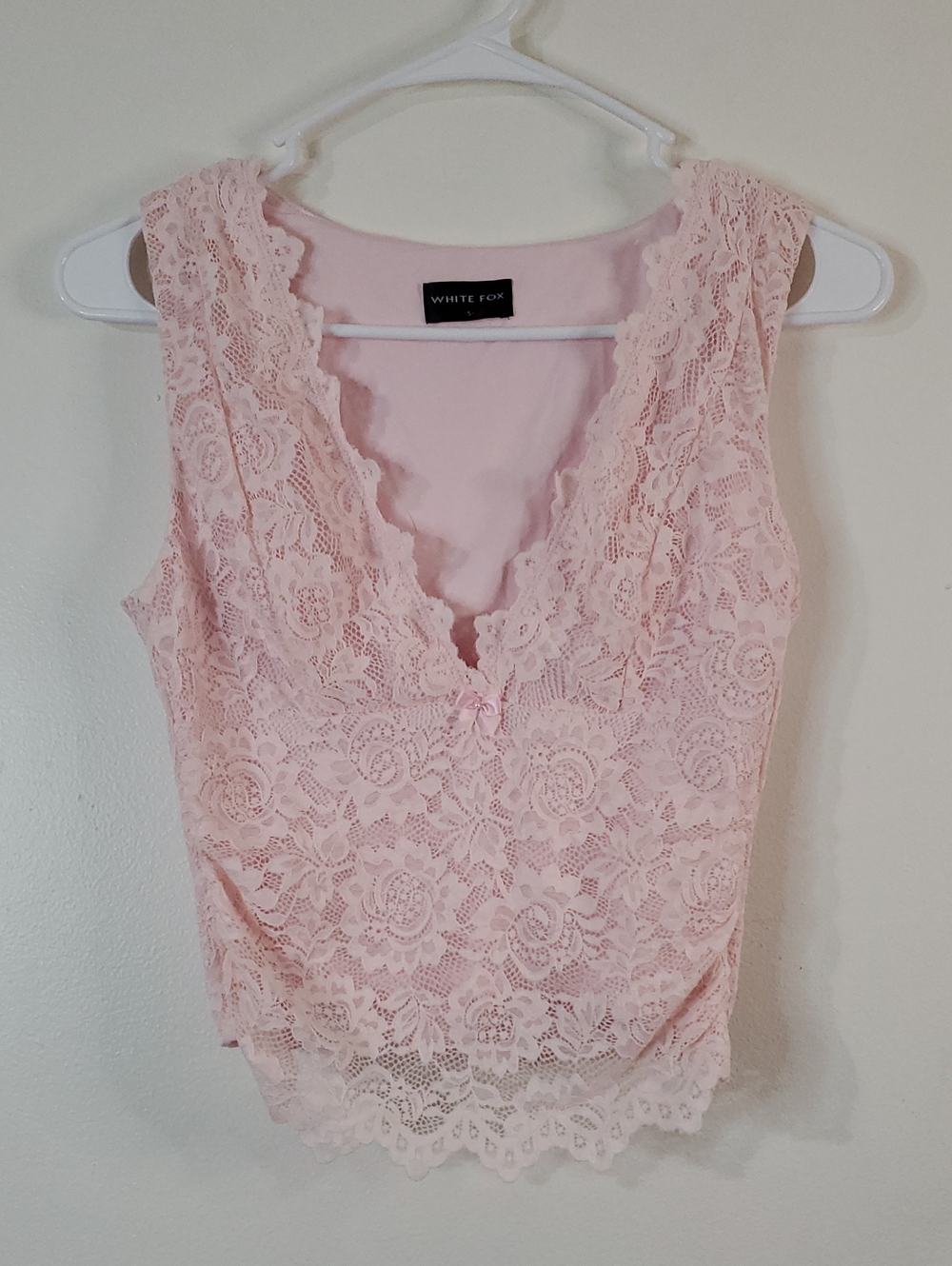 White Fox Women's Pink Lace Sleeveless Tank Top Size Small Delicate Dainty Y2K